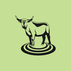 Cattle adventure badge logo vector graphic illustration on background