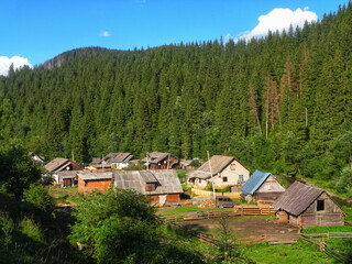 Secluded Mountain Village by the River Valley