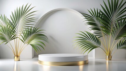 Obraz premium White gold Podium mockup for product presentation
