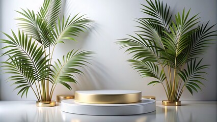 Obraz premium White gold Podium mockup for product presentation
