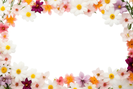 PNG Colorful floral border frame