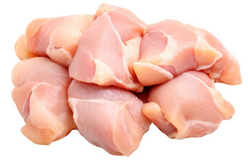 Chicken entrails. Detailed components separated on white background. Emphasis on the details of chicken that is fresh, free of bruises, and that the fat is evenly distributed.