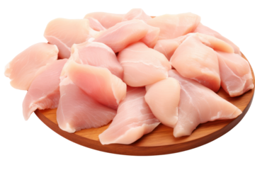 Chicken entrails. Detailed components separated on white background. Emphasis on the details of chicken that is fresh, free of bruises, and that the fat is evenly distributed.