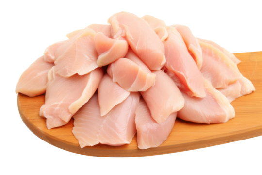 Chicken entrails. Detailed components separated on white background. Emphasis on the details of chicken that is fresh, free of bruises, and that the fat is evenly distributed.