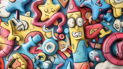 Obraz premium Colorful Graffiti Wall with Shoes and Alphabet Decorations