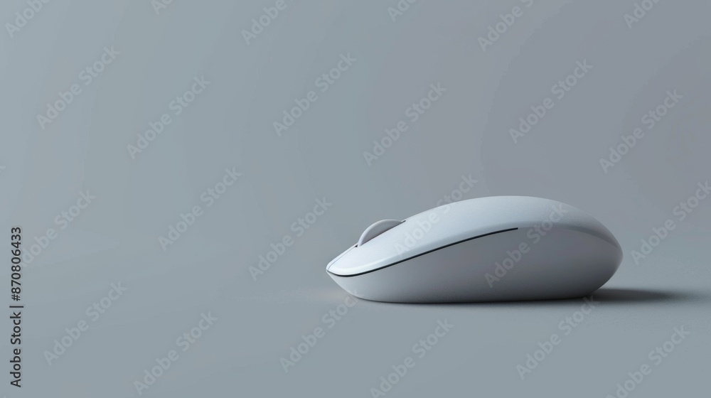 Poster white wireless computer mouse isolated on gray background