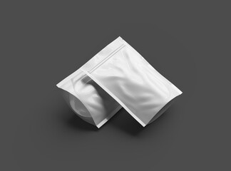 3D rendered mockup template for a glossy generic, sealed ice-cream packaging bag on a transparent background