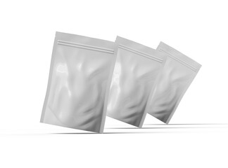 3D render of a glossy generic, sealed doypack packaging with a zipper on a transparent background