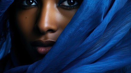 Naklejka premium photograph black woman blue