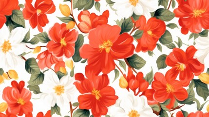Fototapeta premium This beautiful red-coloured Begonia flower pattern exudes intense beauty, providing a warm and alluring background, and creating an atmosphere of emotion and elegance.