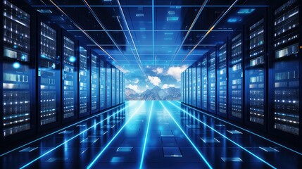 Fototapeta premium center server technology