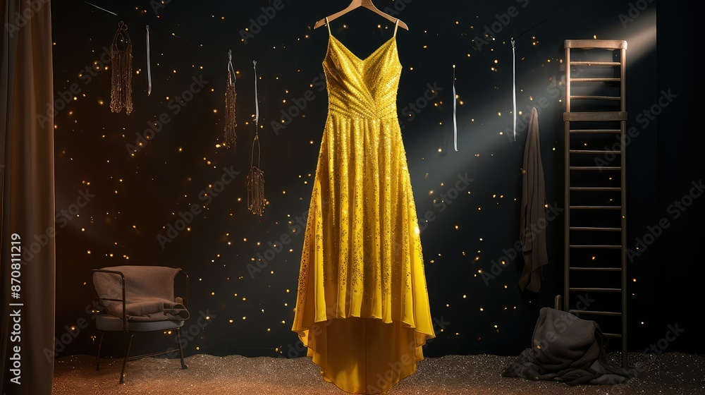 Wall mural dress yellow glitter