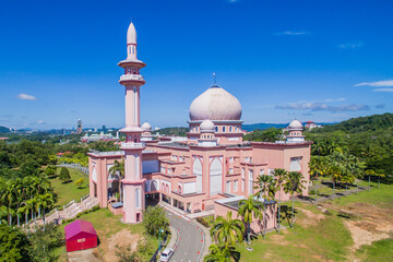 Aerial view of University Malaysia Sabah Mosque, Sabah Borneo East Malaysia