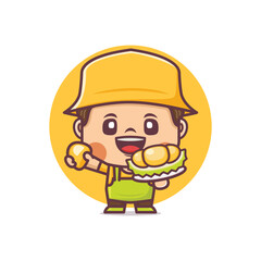 Cute cartoon mascot character with durian fruit