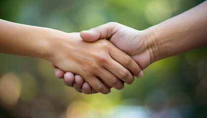 Closeup of a hand holding another hand, offering support