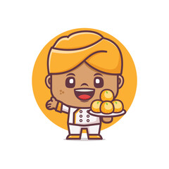 Cute cartoon mascot character with indian food ladoo