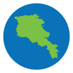 Armenia map. Map of Armenia in green color and blue globe shape