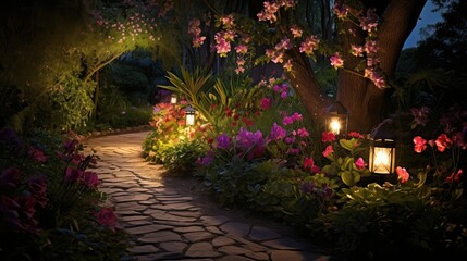 Obraz premium pathway garden lighting