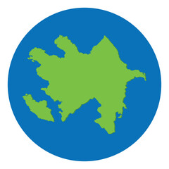 Azerbaijan map. Map of Azerbaijan in green color and blue globe shape
