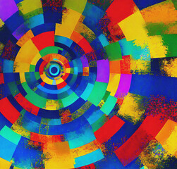 Obraz premium Colorful abstract background. Digital art. Pattern design with circle. Beautiful illustration. Decoration wallpaper. 