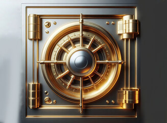 vault golden metalic to protect tressure - ai generated