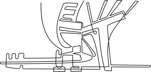 Megapolis. Difficult transport interchanges. Overpasses and bridges. Continuous line drawing. Vector