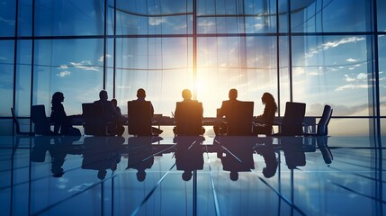 Corporate boardroom with executives having a strategic discussion., clean background, Photo stock style, clean background, no copyrighted logo, no letters