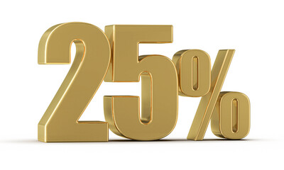 25 Percent Off Sale Gold Number 3D