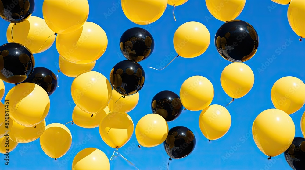 Canvas Prints floating yellow and black balloons