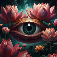 The human eye and lotus flowers