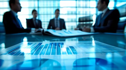 Executive team discussing financial reports in a boardroom., clean background, Photo stock style, clean background, no copyrighted logo, no letters