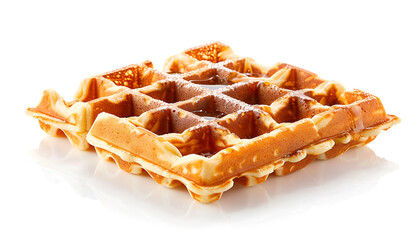 One tasty Belgian waffle isolated on white