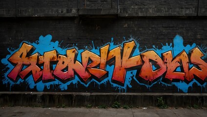 Naklejka premium The essence of a graffiti wall alive with neon hues of spray paint ai_generated