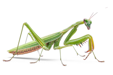 Green Praying Mantis on Transparent Background