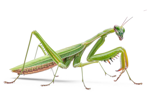 Green Praying Mantis on Transparent Background