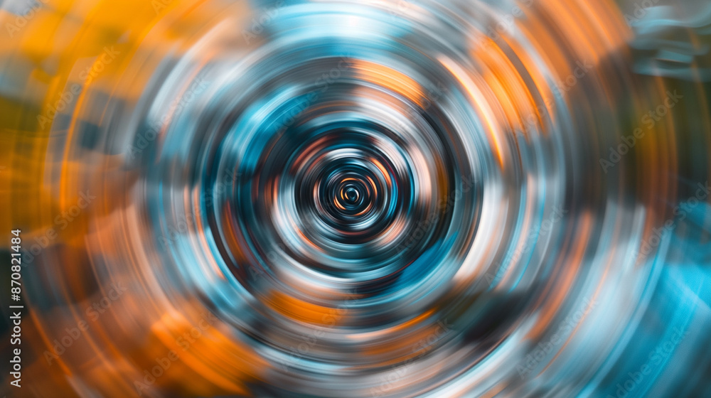Poster a circular pattern moving in a swirling motion. lines and colors blend seamlessly with each other, c