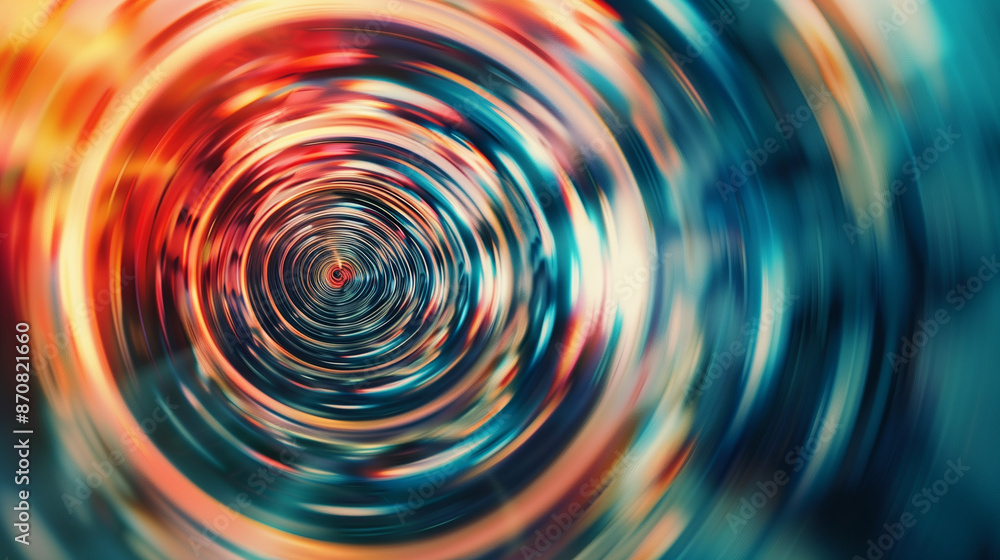 Poster a circular pattern moving in a swirling motion. lines and colors blend seamlessly with each other, c