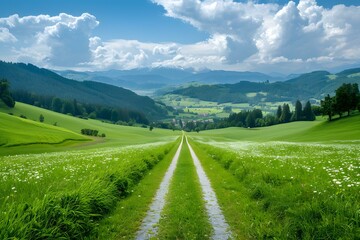 Obraz premium The path through the green fields