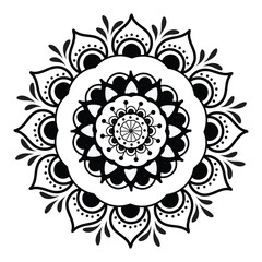 Circular pattern floral ornamental mandala outline for coloring bok pages