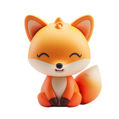 Naklejka premium cute toy fox kitsune memoji emoji icon 3d render isolated on white, transparent background png