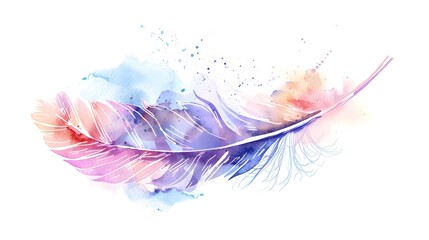 Obraz premium Delicate Watercolor Feather Design with Elegant Brushstrokes