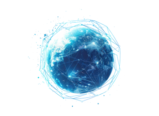 Digital Blue Globe with Network Connections