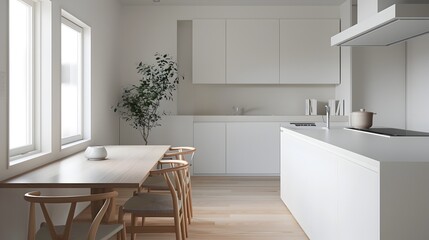 Fototapeta premium Minimalist Muji House Kitchen with Clean Aesthetic Design