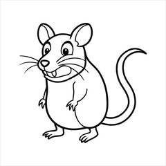 Cartoon rat with angry expression vector line art