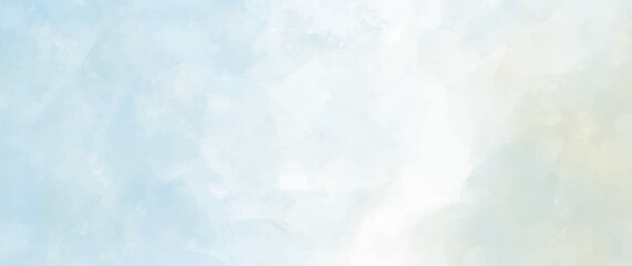 Blue watercolor vector texture background for poster, cover, banner, flyer, cards. Hand drawn summer illustration for design. Summer minimalistic background. Paper texture. Blue sky and clouds.