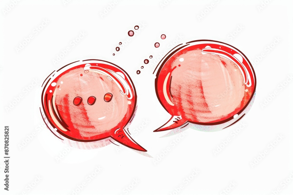 Poster two red speech bubbles for illustration or graphic design, can be used in various contexts such as c