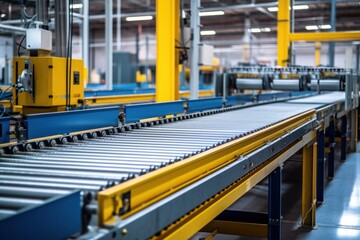 Empty modern conveyor belt of production line