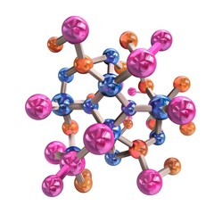 Obraz premium Detailed Barium Molecule Structure with Vivid Colors on Transparent Background
