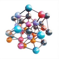 Obraz premium Vibrant Neodymium Molecule Structure with Transparent Background
