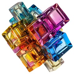 Radiant Bismuth Molecule Structure with Vivid Colors on Transparent Background
